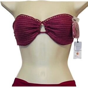 Shade & Shore Bikini Top Crochet Bandeau, Plum‎ Color, Size 34B, NWT